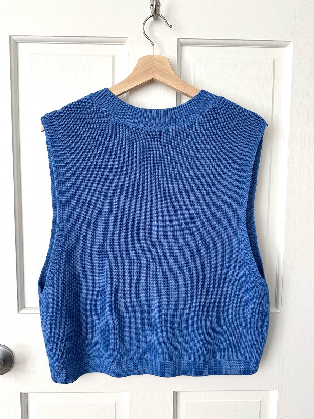 NEW! TALBOTS V-Neck Knit Sweater Vest Bright Cornflower Blue Size XL Petite - Picture 3 of 7
